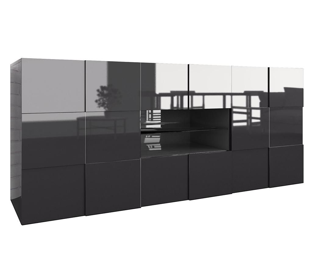 Bufet inferior Chequers Glossy Small - TFT Home Furniture, Negru de la TFT Home Furniture